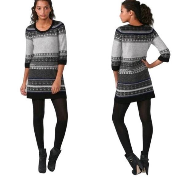 Theory Black & Gray Long Sleeve Round Neck 100% Cashmere Dress/Tunic (M) - Picture 1 of 12